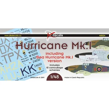 Plastikový model 1/48 Hurricane Mk.I/Sea Hurricane Mk.I (10x camo)