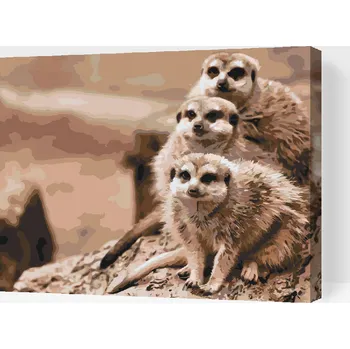 Malování podle čísel - Safari surikaty Velikost: 40x50cm, Rámování: Pouze srolované plátno