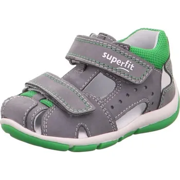 Dětská sportovní obuv šedo-zelené kožené sandálky Superfit