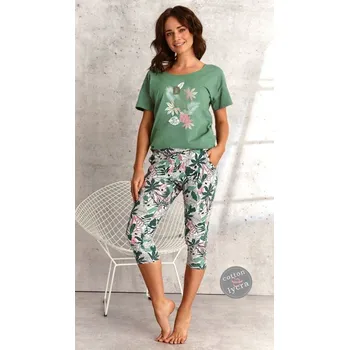 Dámské pyžamo Taro, dámské pyžamo 2491-Kali,krátký rukáv, zelená, vel. XL