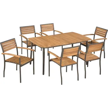 Zahradní sestava vidaXL 7dílný zahradní jídelní set masivní akáciové dřevo a ocel
