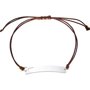 Módní doplněk Šperky4U Hnědý textilní náramek - destička se srdíčkem - ON013-H