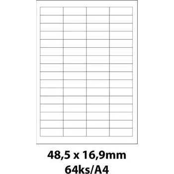Speciální papír Print etikety Emy 48,5x16,9 mm, 64ks/arch, 100 archů, samolepící