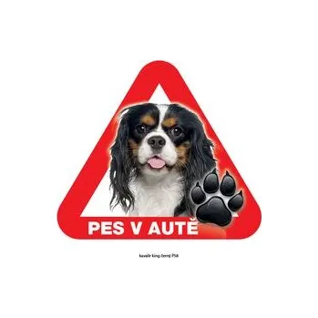 Značení Grel nálepka na plech pozor pes v autě kavalír king černý