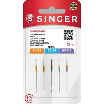 Příslušenství k šicímu stroji Jehly Singer 2045-80/12,90/14,100/16-5ks-Stretch