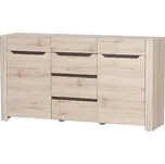 Moderní komoda DESJO 10 s dýhou v dekoru dub sanremo, 2 dveře, 4 zásuvky
