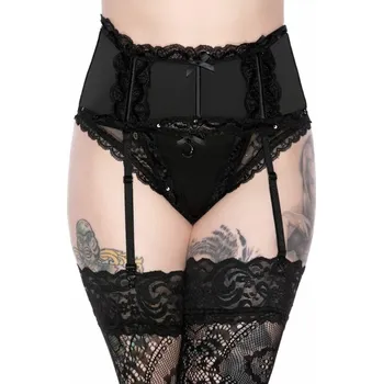Dámské erotické punčochy podvazkový pás KILLSTAR - Shes Poison Garter - BLACK - XXL