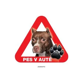 Grel nálepka na sklo pozor pes v autě pitbulteriér