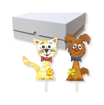 Dekorace do dětského pokoje KPT 30 - Kočička a pejsek - zápich