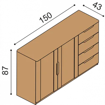 Komoda Komoda JELÍNEK FLABO 3DDZ4 Dub Rustik, olej honey
