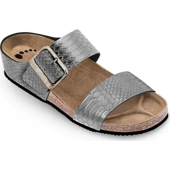 Dámské pantofle FORcare zdravotní obuv 303051 stříbrná potisk hadí vzor, Velikost 40