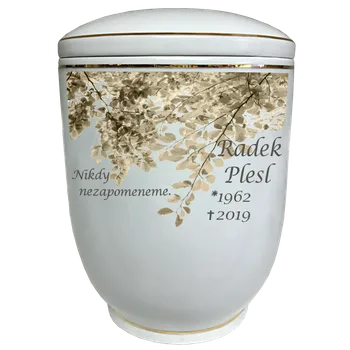 Smuteční dekorace Pohřební urna Diamant | text listí 2