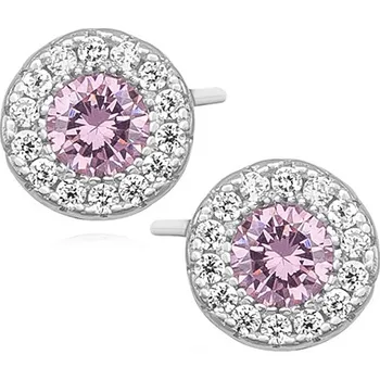 Náušnice Kulaté stříbrné náušnice s turmalínem a zirkony - Meucci SLE223