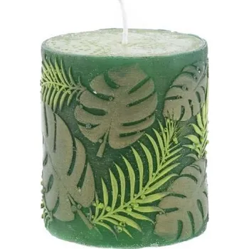 Svíčka Svíčka válec zelené listy 65x80mm