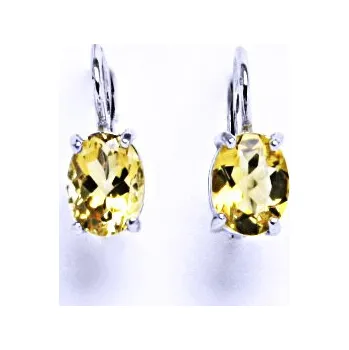 Náušnice Stříbrné naušnice na patent, přírodní citrín pálený, stříbro, NK 1245