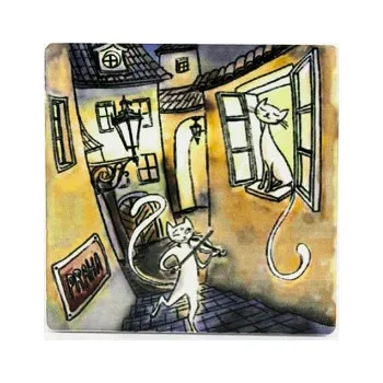 Dekorativní magnet Keramická magnetka Kočky ve Zlaté uličce