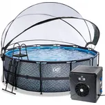 Exit ø427 x 122 cm s pískovou filtrací, krytem a tepelným čerpadlem Moderní design, kovová konstrukce, filtrace, schůdky