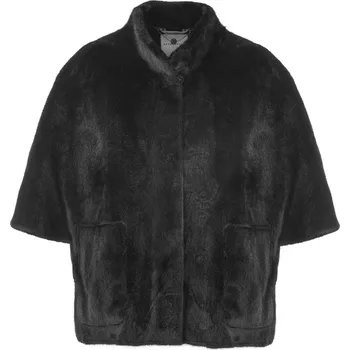 Dámské pončo ČERNÁ PELERÍNA Z UMĚLÉ KOŽEŠINY Rino Pelle