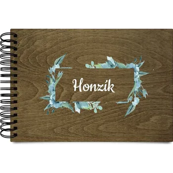 Fotokniha Dřevěné album s kroužkovou vazbou Zelené lístečky se jménem