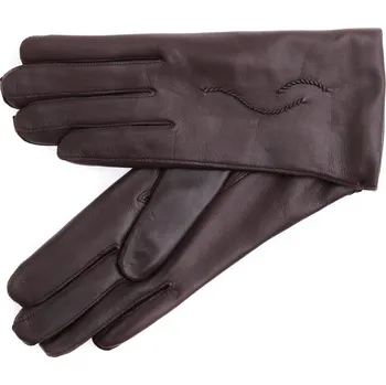 Rukavice Špongr Dámské kožené rukavice ALMA tmavě hnědé - podšívka kašmír Velikost: 7"