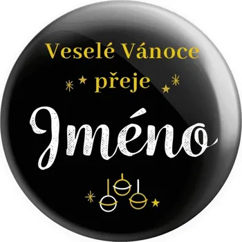 Placka Veselé Vánoce přeje - zlaté ozdoby