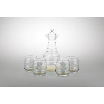 Sada Karafa Alladin Gold 1,3 litru + čtyři skleničky Mythos Gold (Karafa Kvet zivota - Alladin gold - se zlatým symbolem "Květ života")