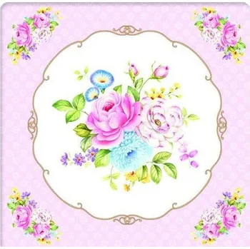 prostírání Easy Life, Itálie Easy Life - Korkové prostírání pod skleničky VINTAGE BOUQUET pink 6 ks - 10,5*10,5 cm