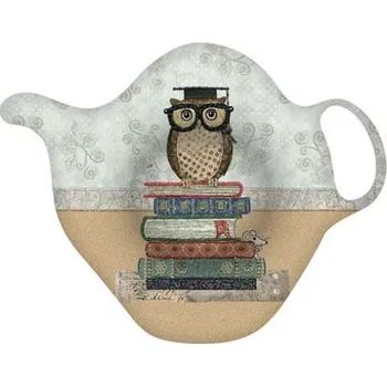 Talíř Talířek na čajové sáčky BUG ART Sova na knihách (čajítko se sovou, podčajník sovy)