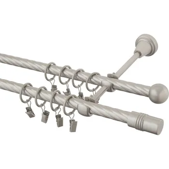 Garnýž Garnýž kovová 160 cm kroucená dvouřadá - dvojitá 16 Cylinder chrom mat