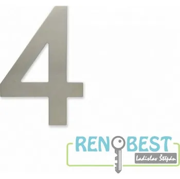 SATOS Číslice "4" fasádní 100mm samolepící NEREZ Povrchová úprava: nerez, Délka: 100 mm
