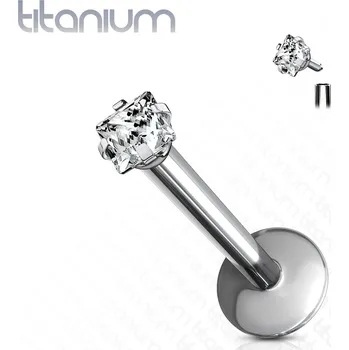 Módní doplněk Šperky4U Piercing do brady - labreta titan čtverec - TIT1046-1206