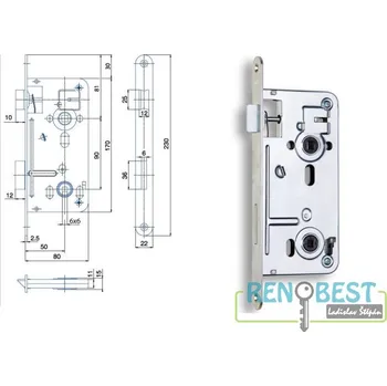 HOBES Zámek zadlabací 540, rozteč 90 mm, zádlab 80 mm Varianty: 540