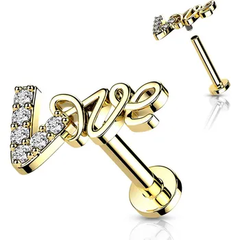 Piercing Šperky4U Zlacený piercing do brady Love - LB1097GD-1206