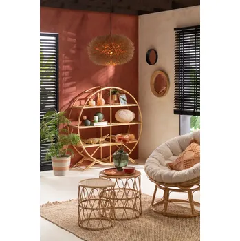 regál Přírodní ratanový kulatý policový regál Nattio Rattan - 150*40*150cm