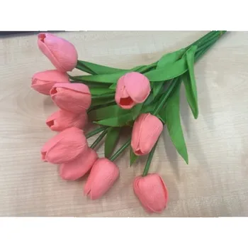 umělá květina Tulipán, textilní dekorace, květina růžová