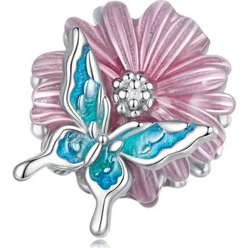 Přívěsek Elenys stříbrný přívěsek Květina a motýl