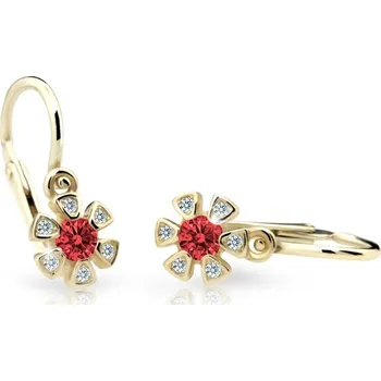 Náušnice Cutie Kids Jewellery c2156-10-30-x-1 Zlaté dětské náušnice na brizuru Cutie kytičky C2156 Tcf Red – zlatý šperk ryzosti 585/1000 v Dárkovém balení s Certifikátem GBEYC-00483