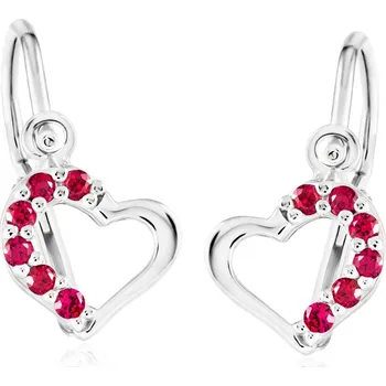 Náušnice Cutie Kids Jewellery c2757-10-40-x-2 Dětské náušnice srdíčka z bílého zlata na brizuru Cutie C2757 Ruby Dark – zlatý šperk ryzosti 585/1000 v Dárkovém balení s Certifikátem GBEWRB-00605