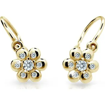 Náušnice Cutie Kids Jewellery c2247-10-10-x-1 Zlaté dětské náušnice kytičky na brizuru Cutie C2247 White – zlatý šperk ryzosti 585/1000 v Dárkovém balení s Certifikátem GBEYB-00477