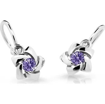 Náušnice Cutie Kids Jewellery C2201-10-50-x-2 Dětské náušnice z bílého zlata na brizuru Cutie kytičky C2201 Ametyst – zlatý šperk ryzosti 585/1000 v Dárkovém balení s Certifikátem GBEWF-00412
