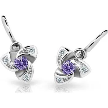 Šperk Cutie Kids Jewellery C2203-10-50-x-2 Dětské náušnice z bílého zlata na brizuru Cutie C2203 Ametyst – zlatý šperk ryzosti 585/1000 v Dárkovém balení s Certifikátem GBEWF-00424
