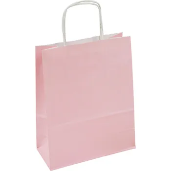 Obalový materiál Papírová EKO taška 180x80x225mm kroucené ucho růžová pastel100 ks