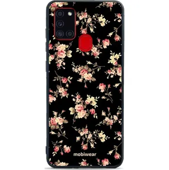 Pouzdro na mobilní telefon Lesklý kryt Mobiwear Glossy - Samsung Galaxy A21S - G039G - Květy na černé (Prémiové lesklé pouzdro, obal, kryt Mobiwear Glossy na mobil Samsung Galaxy A21S - G039G - Květy na černé, materiál Plast + TPU silikon - krytí po všech stranách, neošoupatelný)