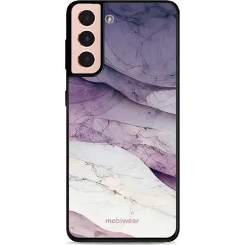 Pouzdro na mobilní telefon Lesklý kryt Mobiwear Glossy - Samsung Galaxy S21 - G028G - Bílý a fialový mramor (Prémiové lesklé pouzdro, obal, kryt Mobiwear Glossy na mobil Samsung Galaxy S21 - G028G - Bílý a fialový mramor, materiál Plast + TPU silikon - krytí po všech stranách,)