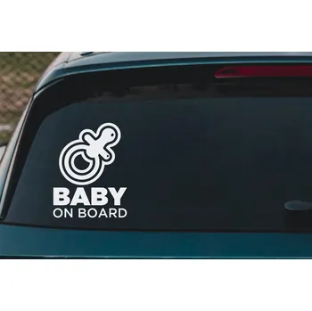 Samolepící dekorace Lepy.cz Samolepka na auto Baby on board - dudlík Velikost (šířka x výška): 15x20cm, Barevná varianta: Světle oranžová