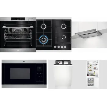 Set domácích spotřebičů AEG BSK792380M + AEG Mastery SpeedBurner HKB64420NB + AEG DPE5660M + AEG Mastery MSB2547D-M + AEG Mastery GlassCare FSE73407P + AEG Mastery NoFrost SCB618F6TS