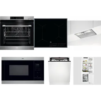 Set domácích spotřebičů AEG BSK782380M + AEG Mastery SenseFry IAE64431FB + AEG DGB3523S + AEG Mastery MSB2547D-M + AEG FSE74707P + AEG Mastery FlexiShelf SCE818D3LC