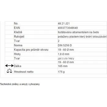 Kleště Kleště pro vnitřní pojistné kroužky v otvorech vyhnuté 90°, 4821J21 ,48 21 J21 ,, KNIPEX, 4821J21