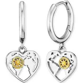 Náušnice Kruhové náušnice ENGELSRUFER Srdce se zlatým kompasem ERE-ALOHAHEART-BI-CR