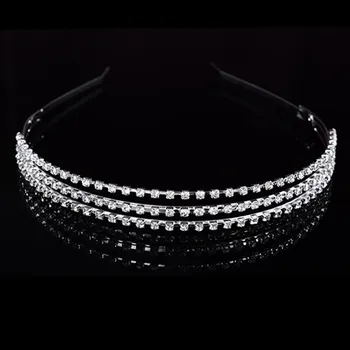 Čelenka B-TOP Postříbřená čelenka do vlasů s kamínky trojitá